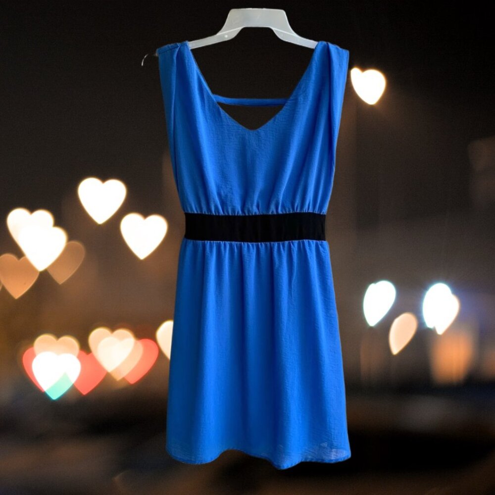 Alya Women's Sleeveless Dress High Waisted Back Tie Blue Size M